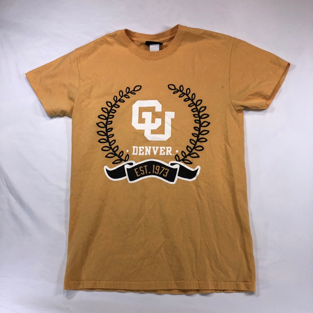MV Sport CU Denver T Shirt Mens Small Yellow Gold University of Colorado 1973